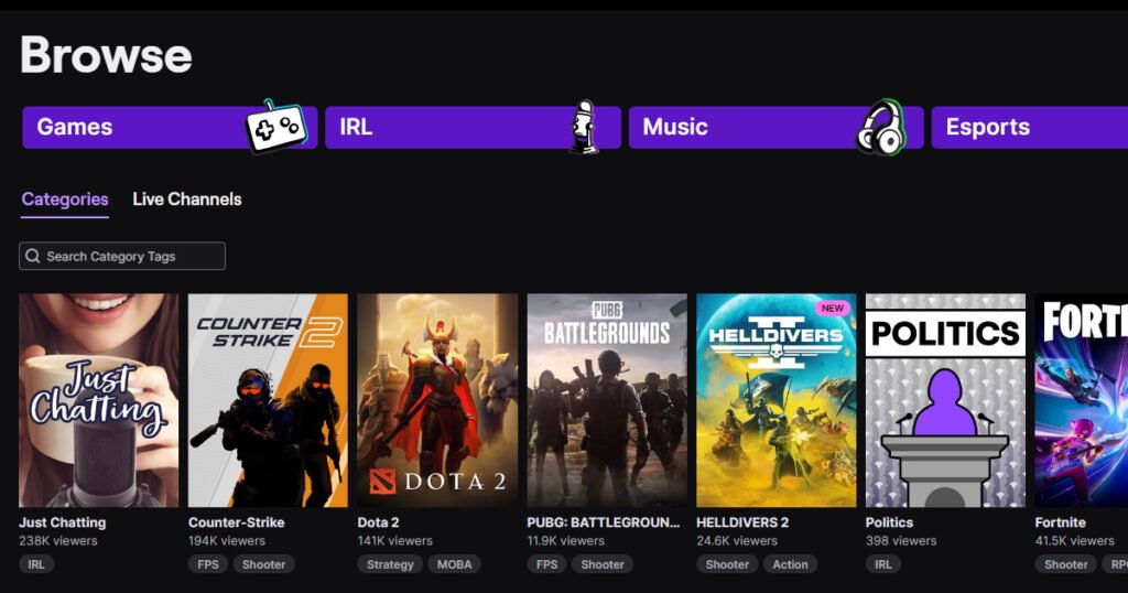 Twitch Categories