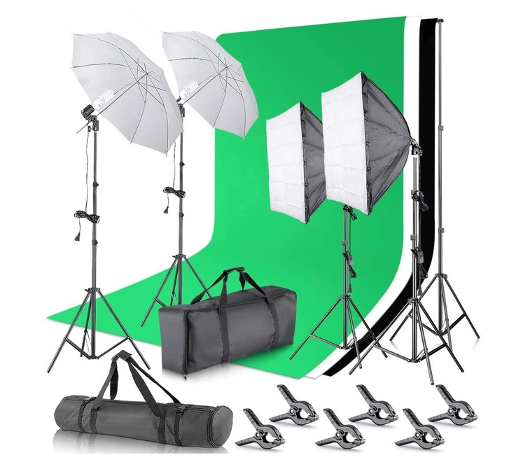 green screens and lighting kits