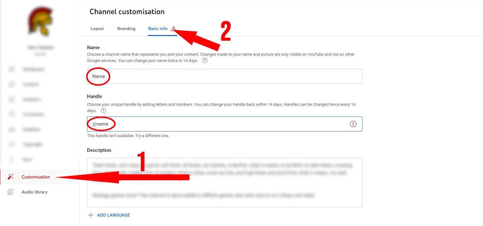 Change YouTube Channel Name and Handle