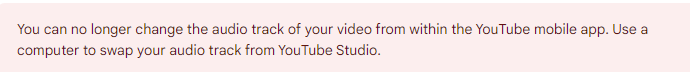 Replacing a song via YouTube editor