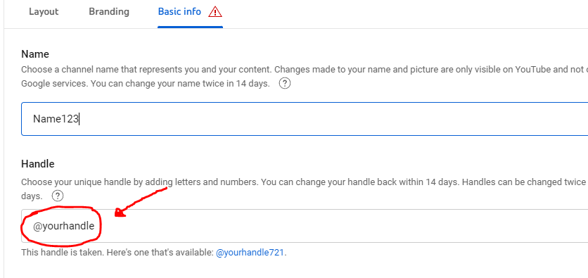 Custom Youtube handle 2024