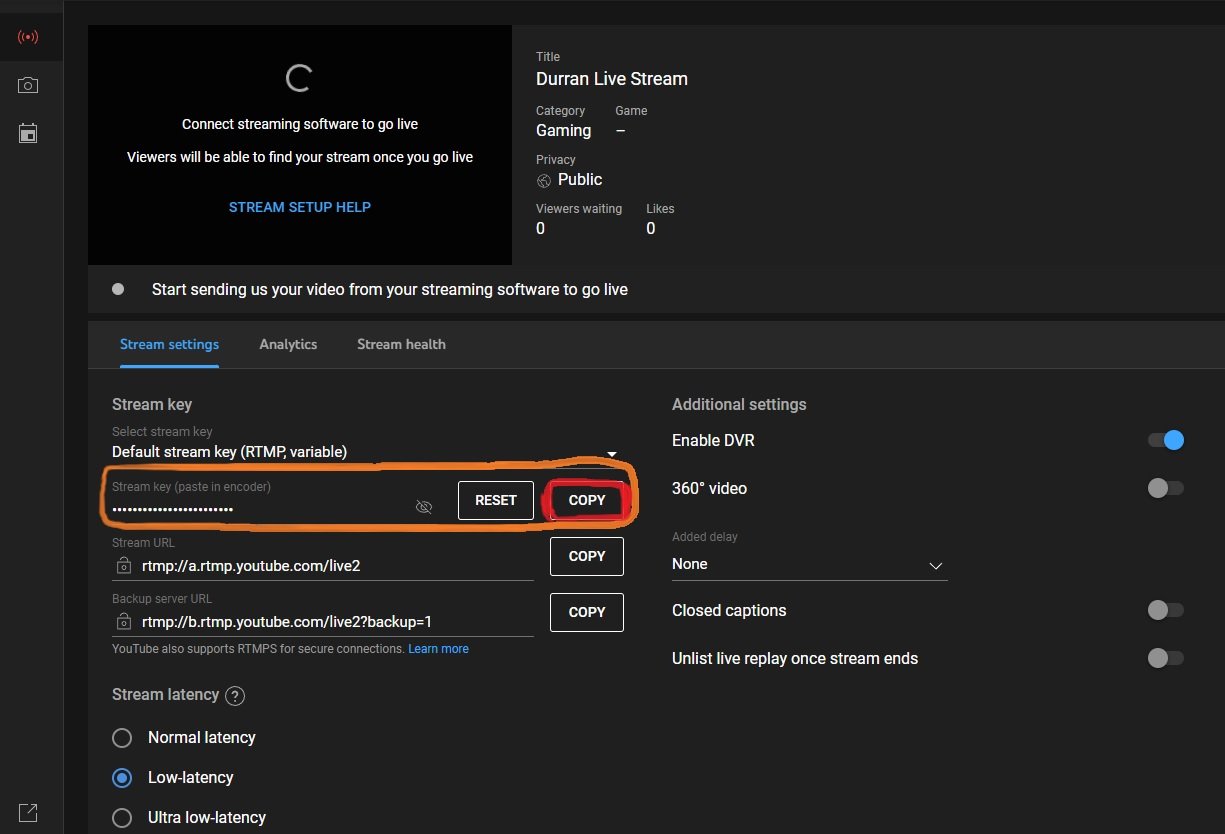 find your YouTube stream key