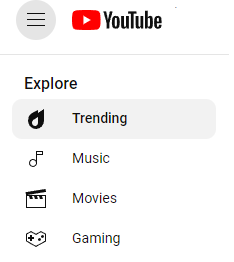 YouTube Trending Tab